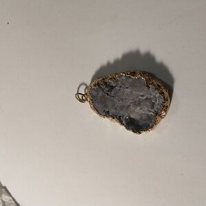 Purple Druzy Crystalized Geode Gemstone Pendant Charm
